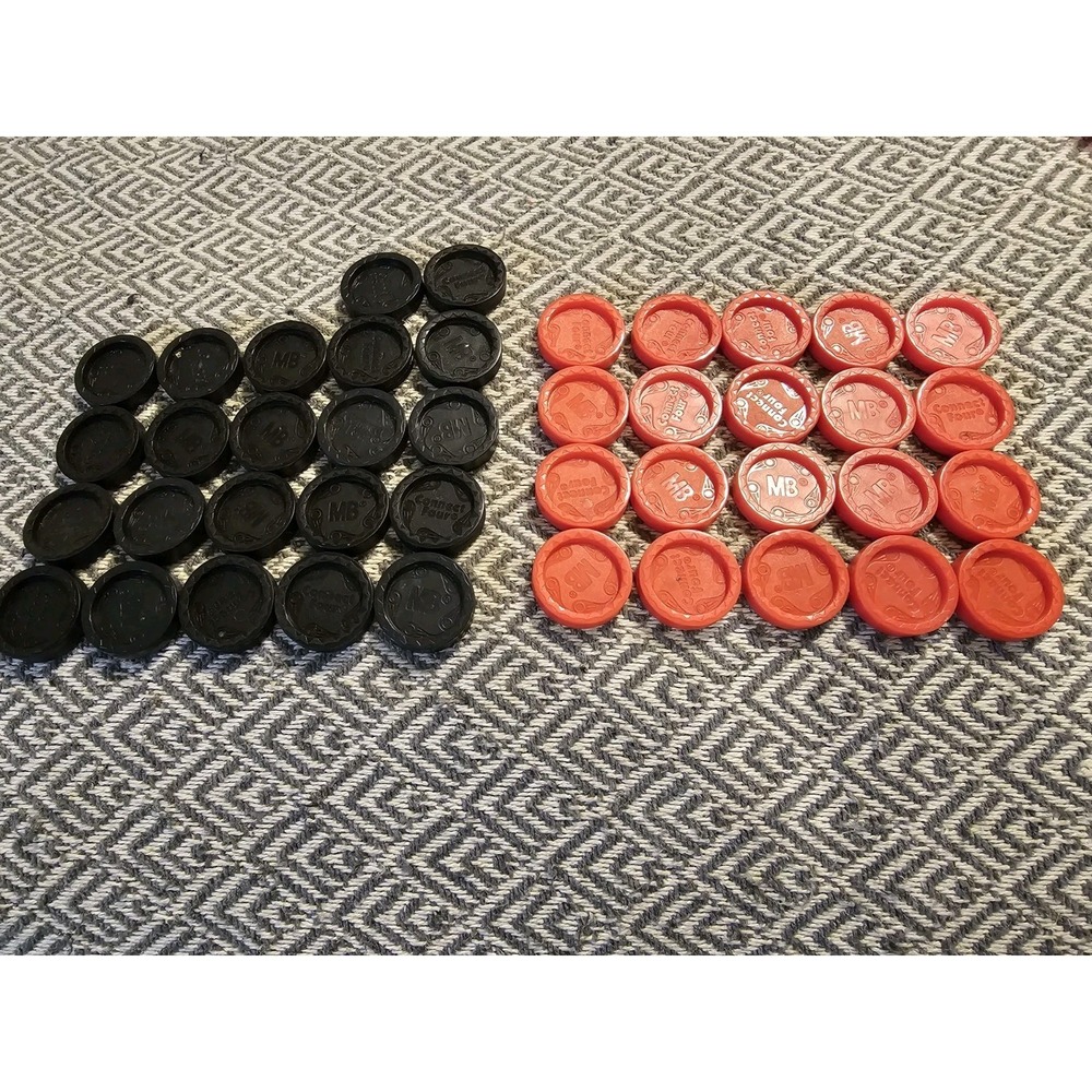 Vintage Connect 4 Four Replacement Game Pieces Checkers Lot 20 Red & 22 Black